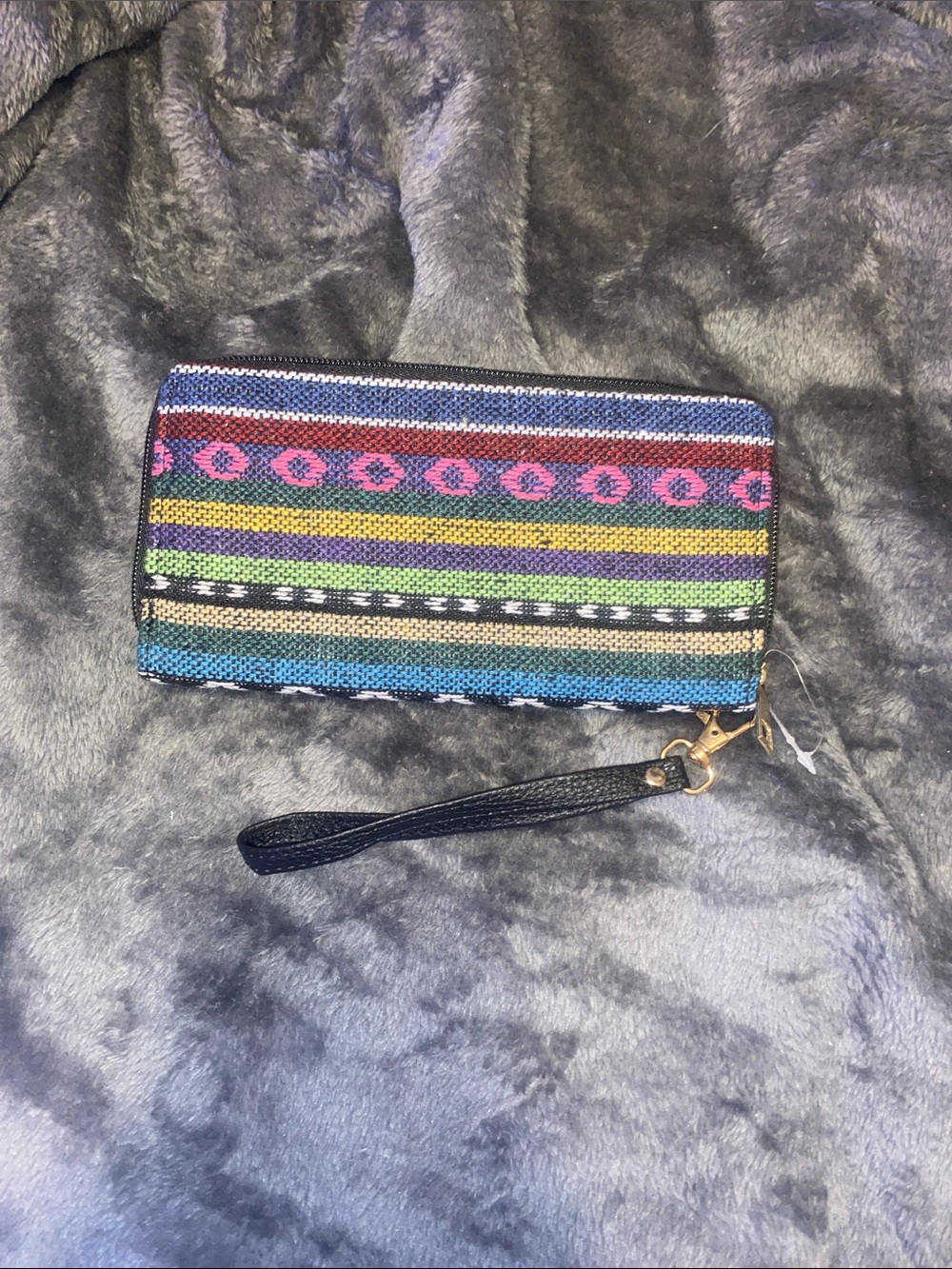 Multicolor Woven Stripe Wristlet Clutch